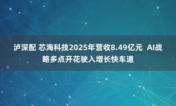 泸深配 芯海科技2025年营收8.49亿元  AI战略多点开花驶入增长快车道